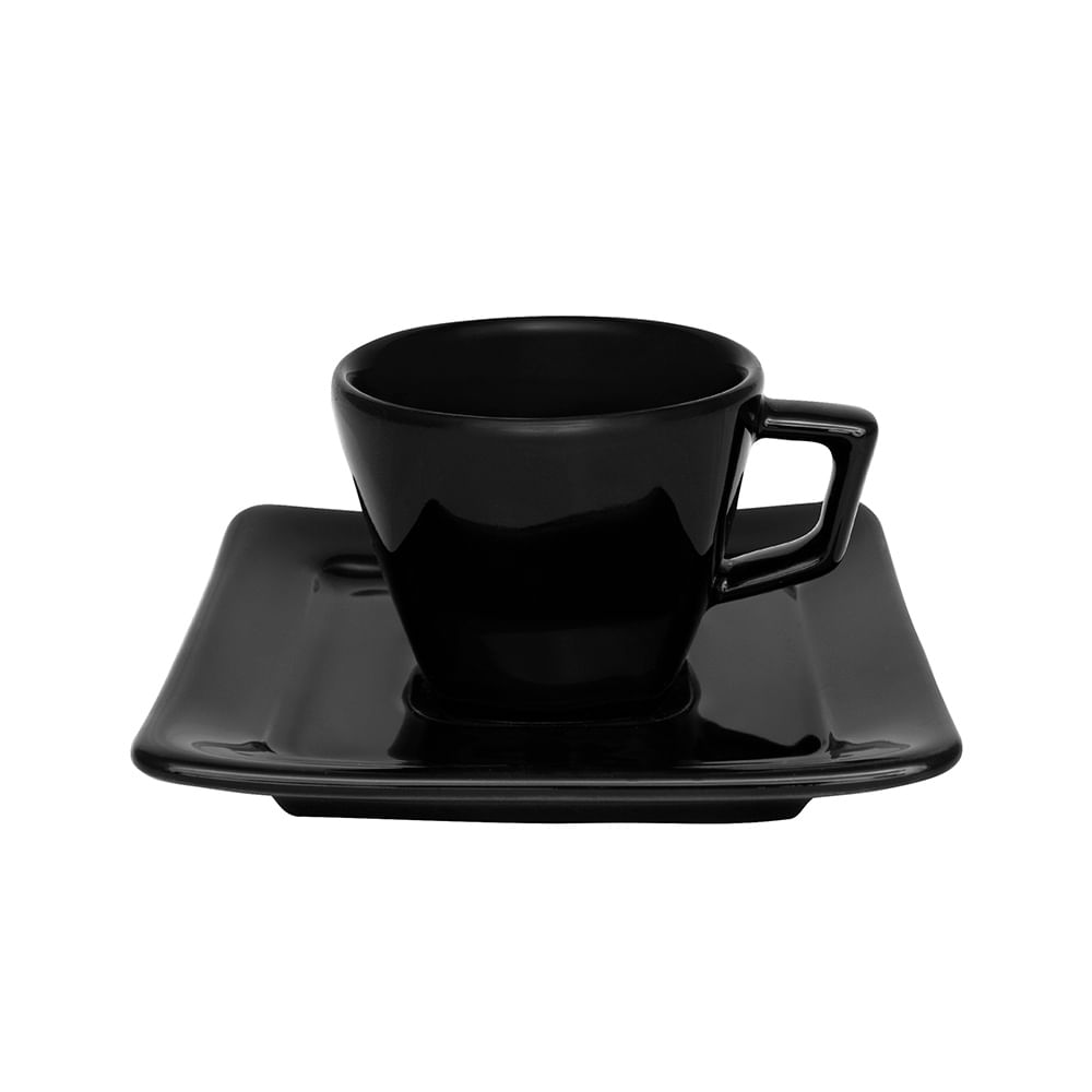 Conjunto De 6 X caras Pequenas 75ml Com Pires Nara Black Dular