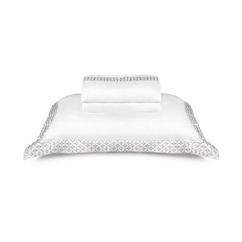 Jogo de lençol By the Bed The Carnegie 300 fios king Bordado cinza Jogo de lençol By the Bed The Carnegie 300 fios king Bordado cinza