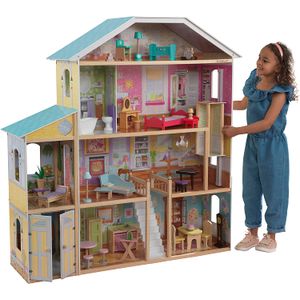 Casa de bonecas grande de madeira para barbie casa de boneca para