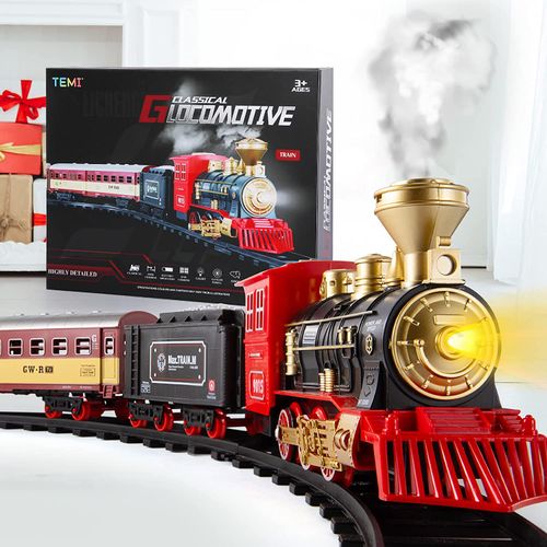 Lucky Doug Conjunto de Trem Trenzinho Eletrico 4 Carros e 10 Trilhos Preto  - Dular