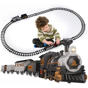 Lucky Doug Conjunto de Trem Trenzinho Eletrico 4 Carros e 10 Trilhos Preto  - Dular