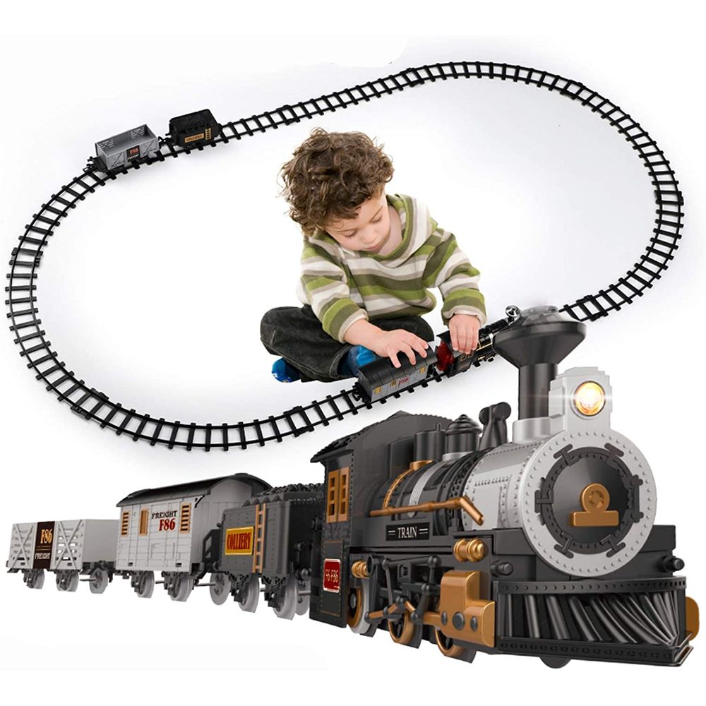 iHaHa Conjunto de Trem Trenzinho Eletrico 3 Carros e 10 Trilhos Preto -  Dular