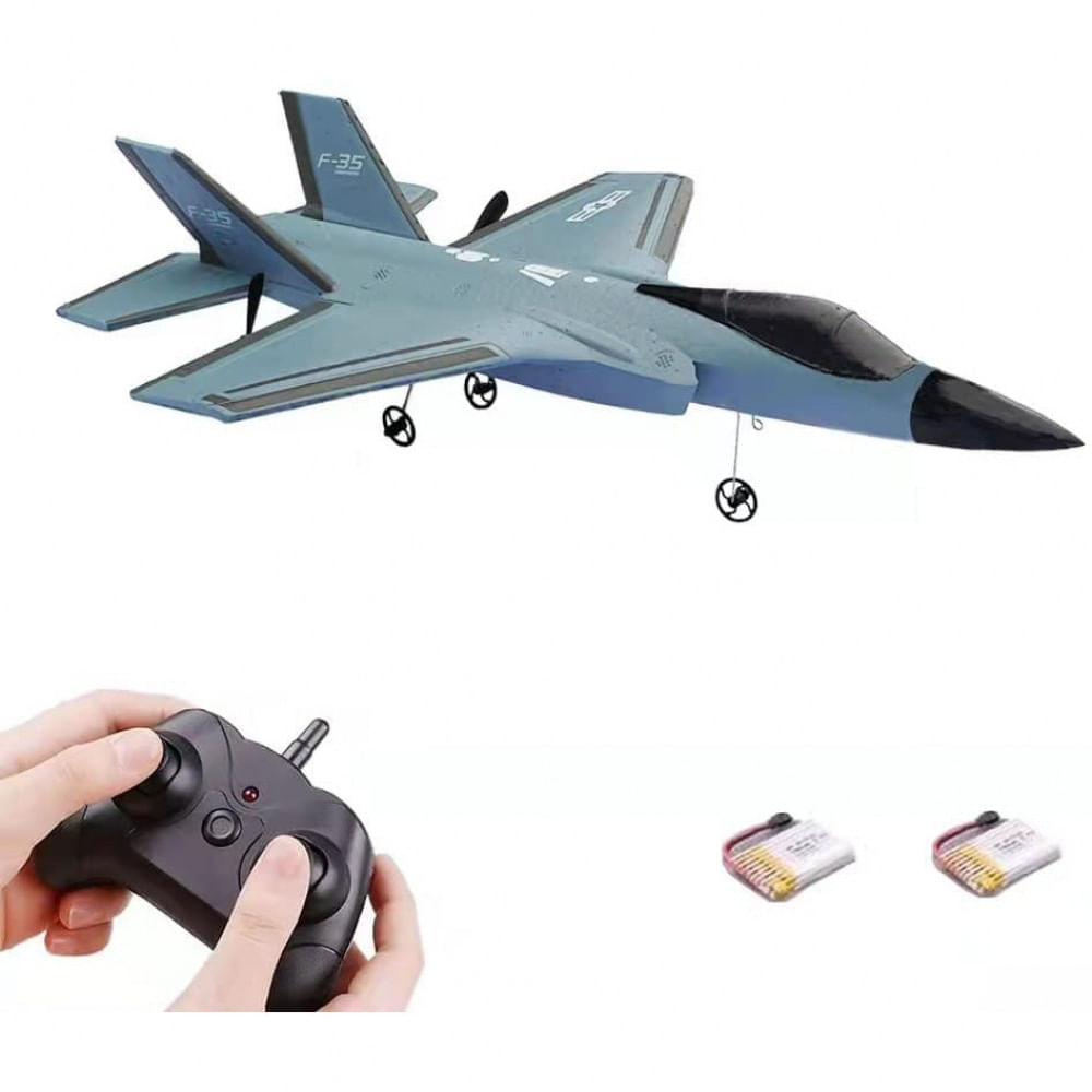 Threezn F 35 Avião de Controle Remoto 2.4G Design 2CH, Azul, Idade  Recomendada 14+ - Dular