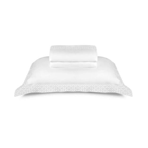 Jogo de lençol By the Bed The Carnegie 300 fios queen Bordado branco Jogo de lençol By the Bed The Carnegie 300 fios queen Bordado branco