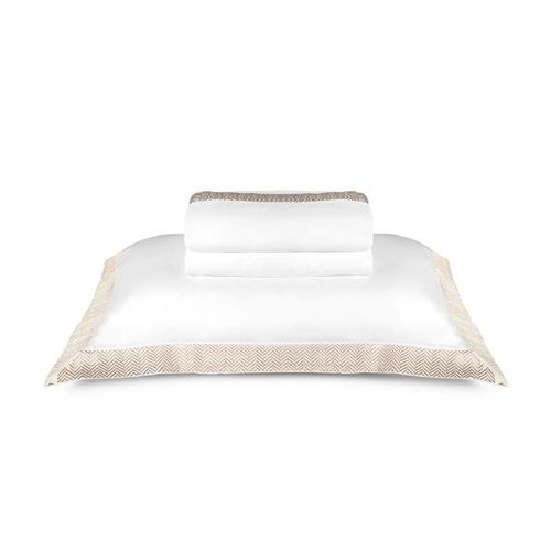 Jogo de lençol By the Bed The East V 300 fios king Bordado bege