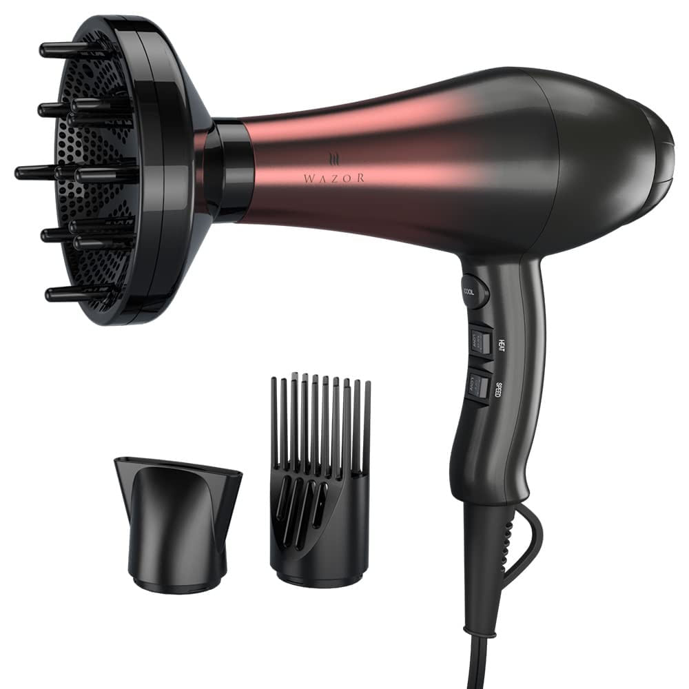 Secador de cabelo profissional 1800W com condicionamento iônico difusor -  secador de cabelo poderoso, rápido, secador de cabelo, aquecedor de motor  CA