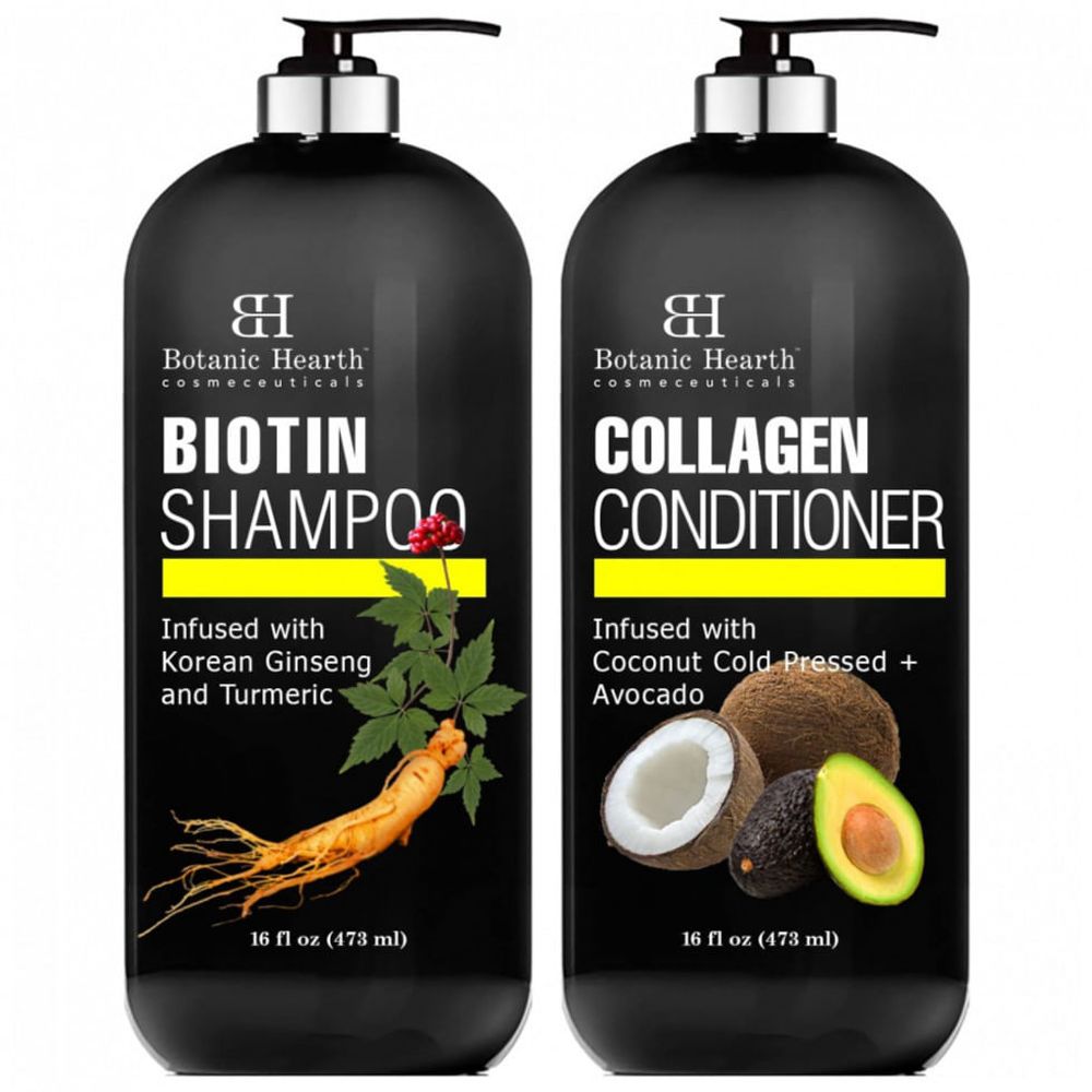 Botanic Hearth Biotin Shampoo and Conditioner with CollagenFights Hair Loss  e Thinning with Korean Ginseng e Turmeric - Dular