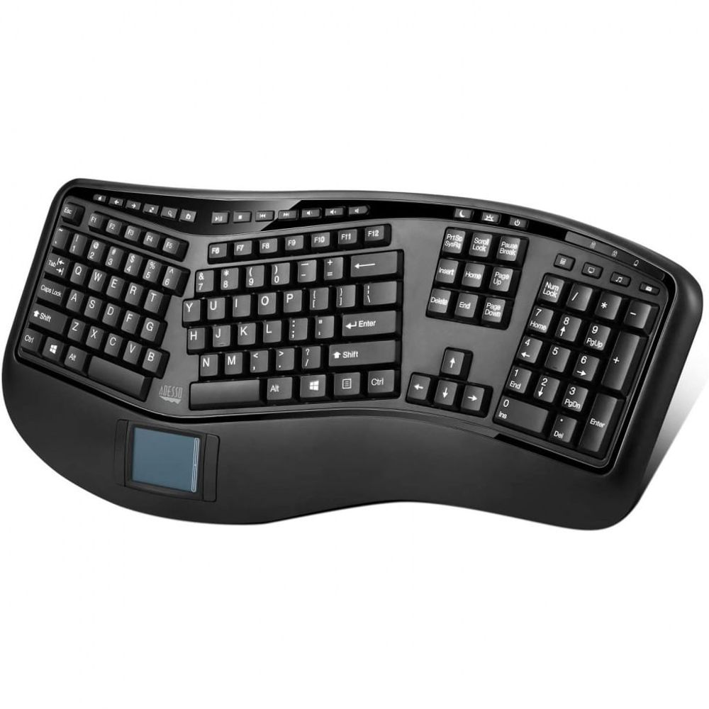 Adesso Wkb 4500ub Teclado Ergonômico Dividido Sem Fio Recarregável Reduz A Tensão Das Mãos Com 8090