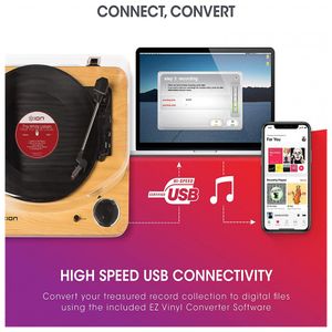 ION Toca Discos Vinil com Alto Falantes Embutido e Saída USB para Conversão  de 3 Velocidades, 110V - Dular