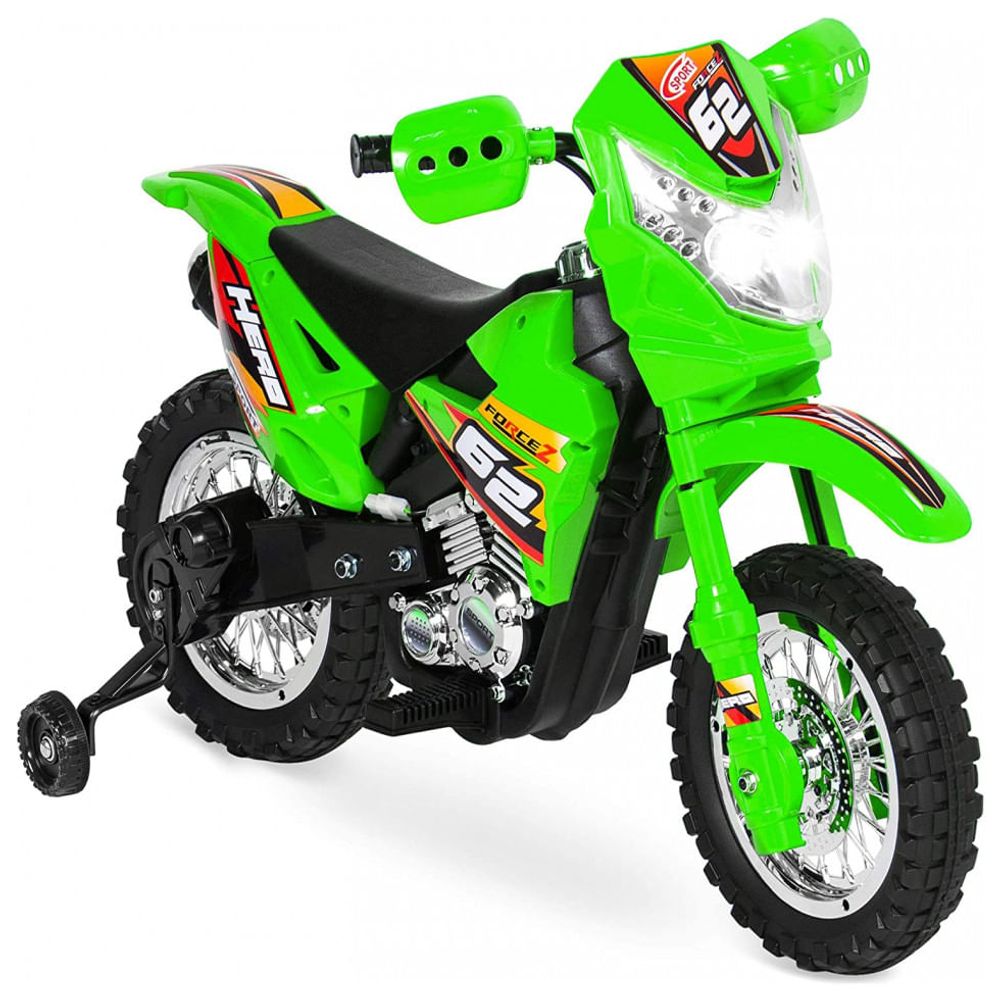 Mini Moto Cross Elétrica 6v Infantil Triciclo Bateria Bivolt - Verde