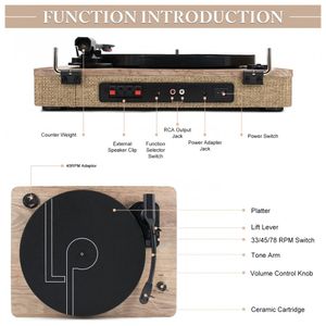 Toca Discos Retro 3 Velocidades com Bluetooth, USB e Alto Falantes,  Cotsoco, Marrom - Dular