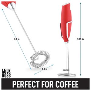 Milk Boss Milk Frother with Holster Stand - White
