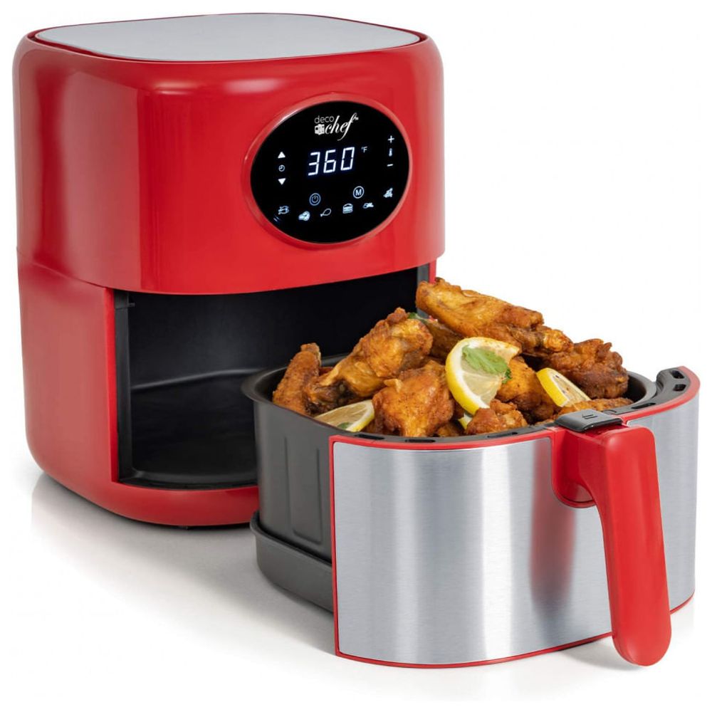 Fritadeira Elétrica AirFryer, Capacidade 3.5L, Painel Digital, 1200W, 110v,  DECO CHEF AF01, Vermelho - Dular