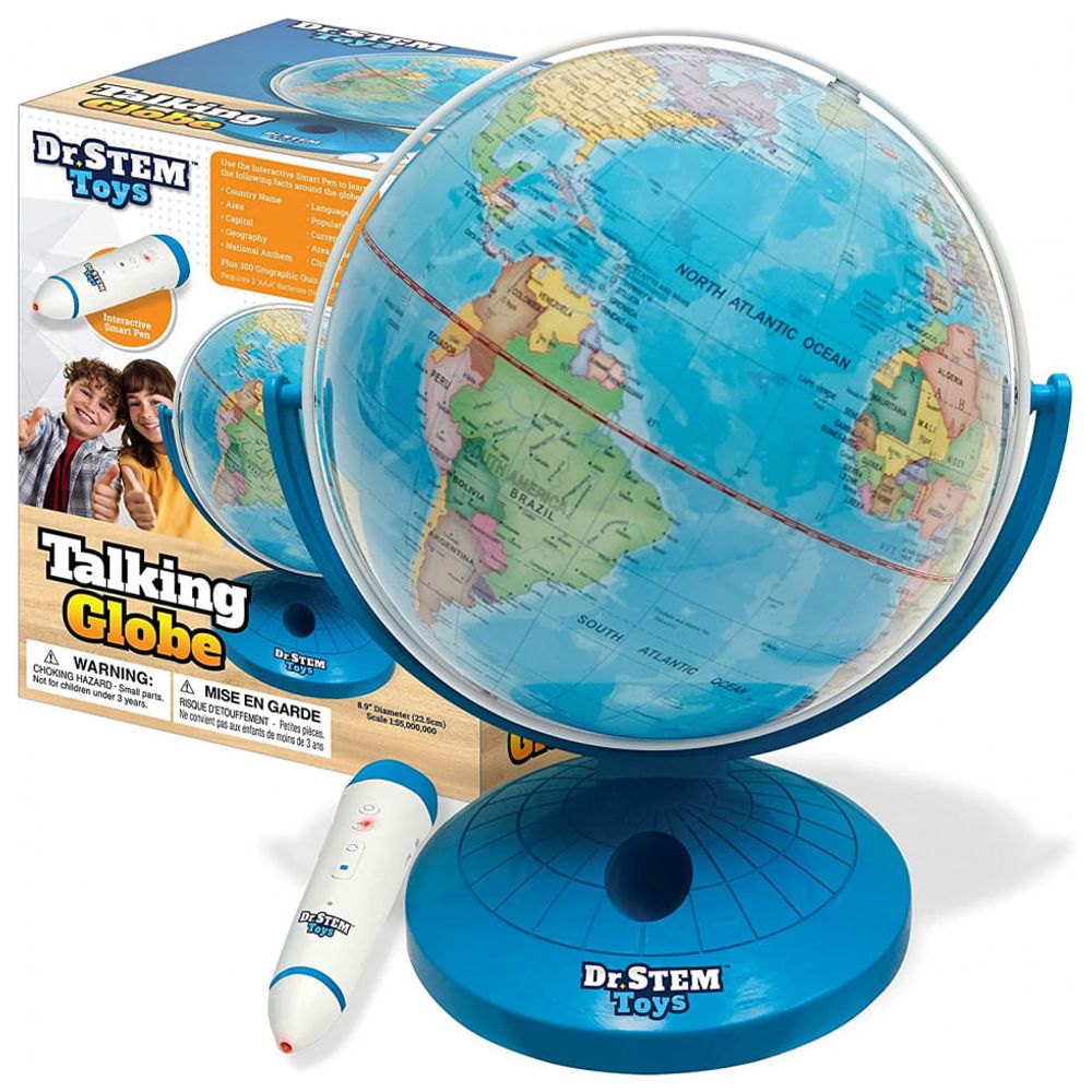 Globo Interativo com Perguntas e Respostas, Músicas e Curiosidades, Idade  Rec 6 anos ou Mais, DR. STEM TOYS, Azul - Dular