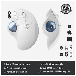 Controle Trackball Ergonômico sem Fio de Polegar - 6 Botões e