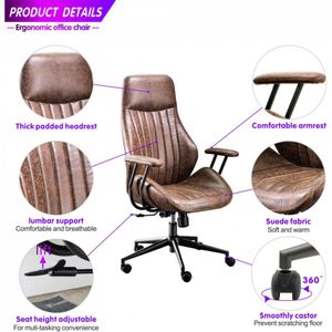 Ovios ergonomic office chair modern computer desk chair store high back suede fabric desk chair with lumbar support