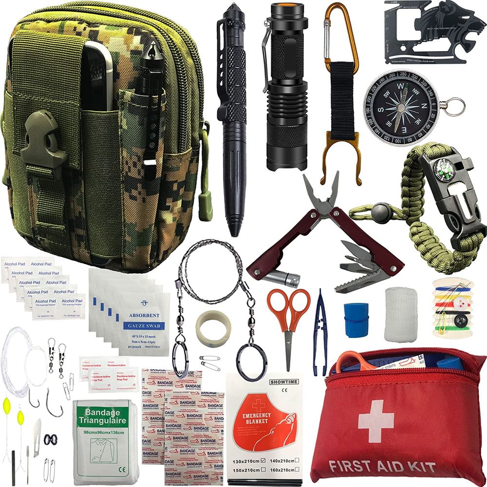Alerta kit de Sobrevivência, Emergência para Acampamento, 65 Peças