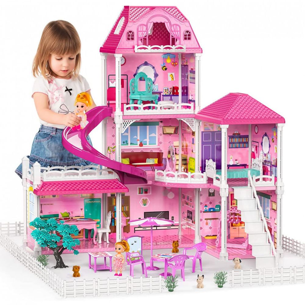 Casinha De Boneca Barbie Rosa Mdf Com 41 Mini Móveis Montada em