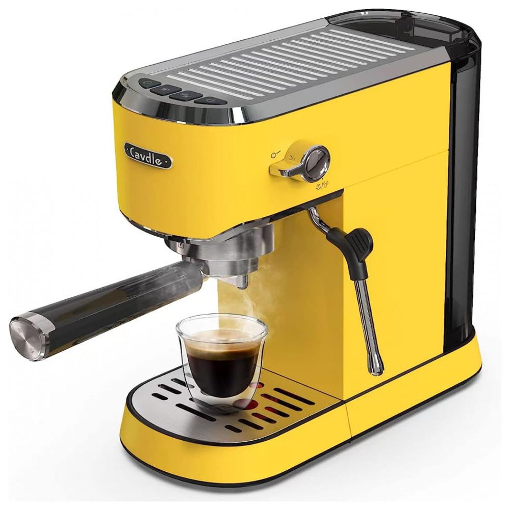Máquina de Café Expresso em Aço Inoxidável com Bocal de Leite, 110V,  CAVDLE, Amarela - Dular