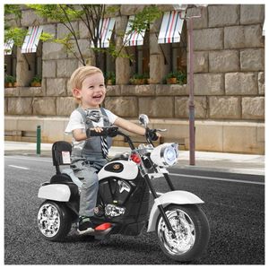 Moto Elétrica Infantil a Bateria 6V com Sons e Luzes, Idade Rec 2 a 4 anos,  Branca, AOSOM, Branco - Dular