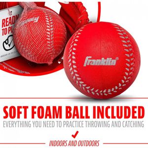 Luva de Beisebol para Crianças de 5 a 7 Anos, Franklin Sports, Vermelha