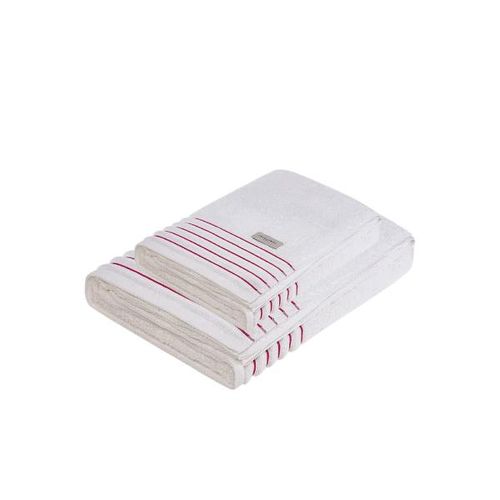 Jogo de toalhas Trussardi Palladio 2 peças 86cmx1,50m Branco/Cremisi - 3734880/3734898