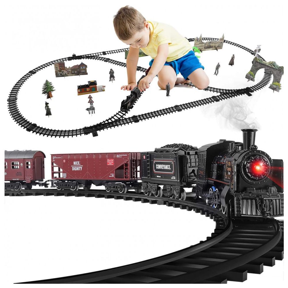 Trem De Brinquedo Com Fumaça Movendo-se No Modelo Ferroviário. Foto de  Stock - Imagem de frete, preto: 253724298