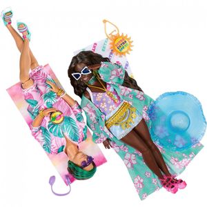 Boneca Barbie Extra Fly Ken com Acessórios para Roupas de Viagem com Tema  de Praia, Azul - Dular