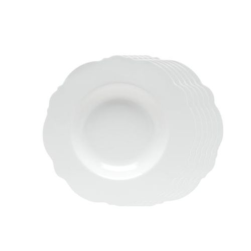 Jogo de pratos fundos em porcelana Wolff Maldivas 23cm 6 peças branco