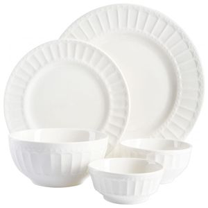 Aparelho de Jantar com 16 Peças de Porcelana Ideal para 4 Pessoas, Gibson  Home Oslo, Branco - Dular