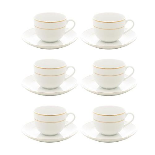 Jogo de xícaras de chá com borda dourada Wolff Mônaco 220ml 6 peças branco