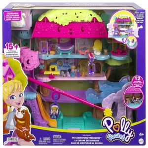 Casa de Bonecas Polly com 2 Mini Bonecas, Carro de Brinquedo, Móveis para  Bonecas e 4 Animais de Estimação - Dular