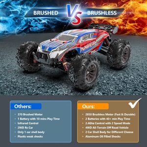 1 16 carros RC sem escova 55 kmh de alta velocidade grande carro de controle  remoto 4x4 Off Road Monster Truck - Dular