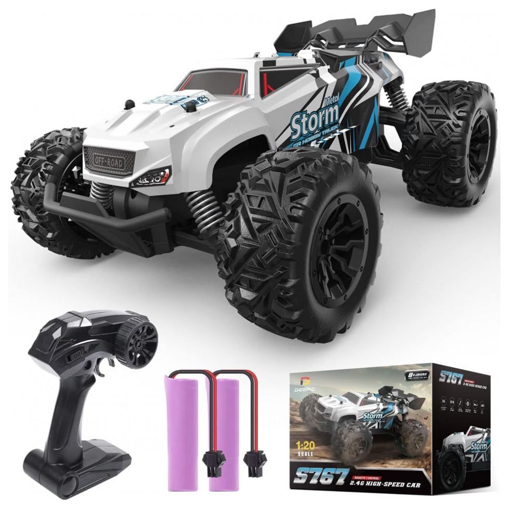 Carro DEERC RC, Monster Truck de controle remoto com 2 baterias para 40  minutos de jogo, todo o terreno 2,4 GHz RTR - Dular