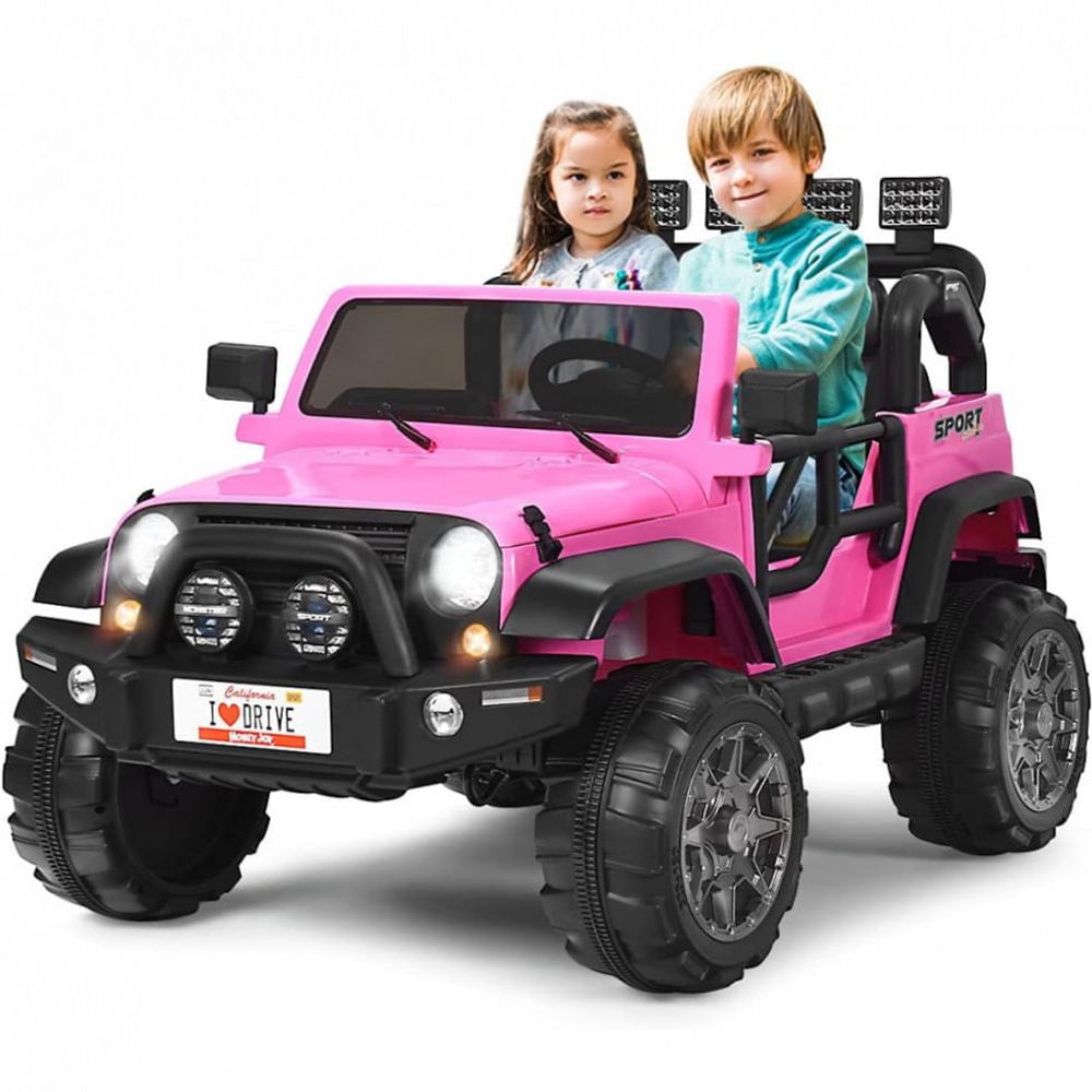 Carro Elétrico Infantil Off Road a Bateria 12V com Luz LED, Músicas,  Suspensão de Mola, 3 Velocidades, HONEY JOY, Rosa - Dular