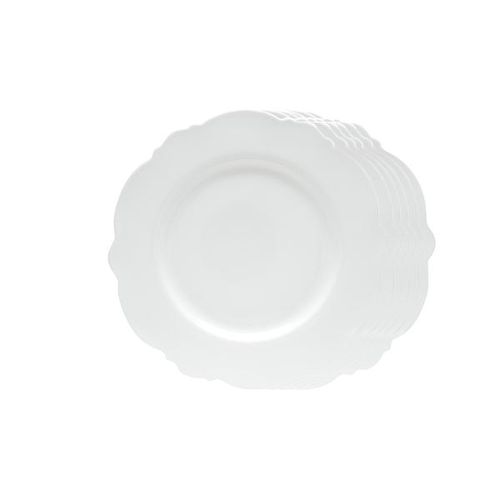 Jogo de pratos sobremesa em porcelana Wolff Maldivas 21cm 6 peças branco