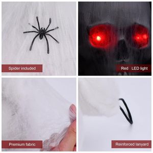 Decoração de Caveira para Halloween com Olhos Vermelhos LED - Dular