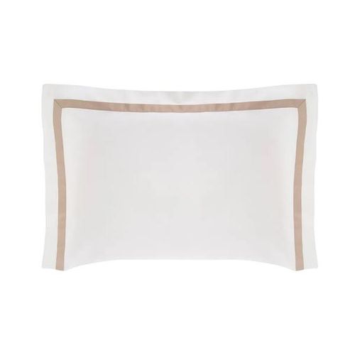 Fronha Trussardi  Vercelli 300 fios 50cmx70cm Branco/Nocciola Fronha Trussardi  Vercelli 300 fios 50cmx70cm Branco/Nocciola