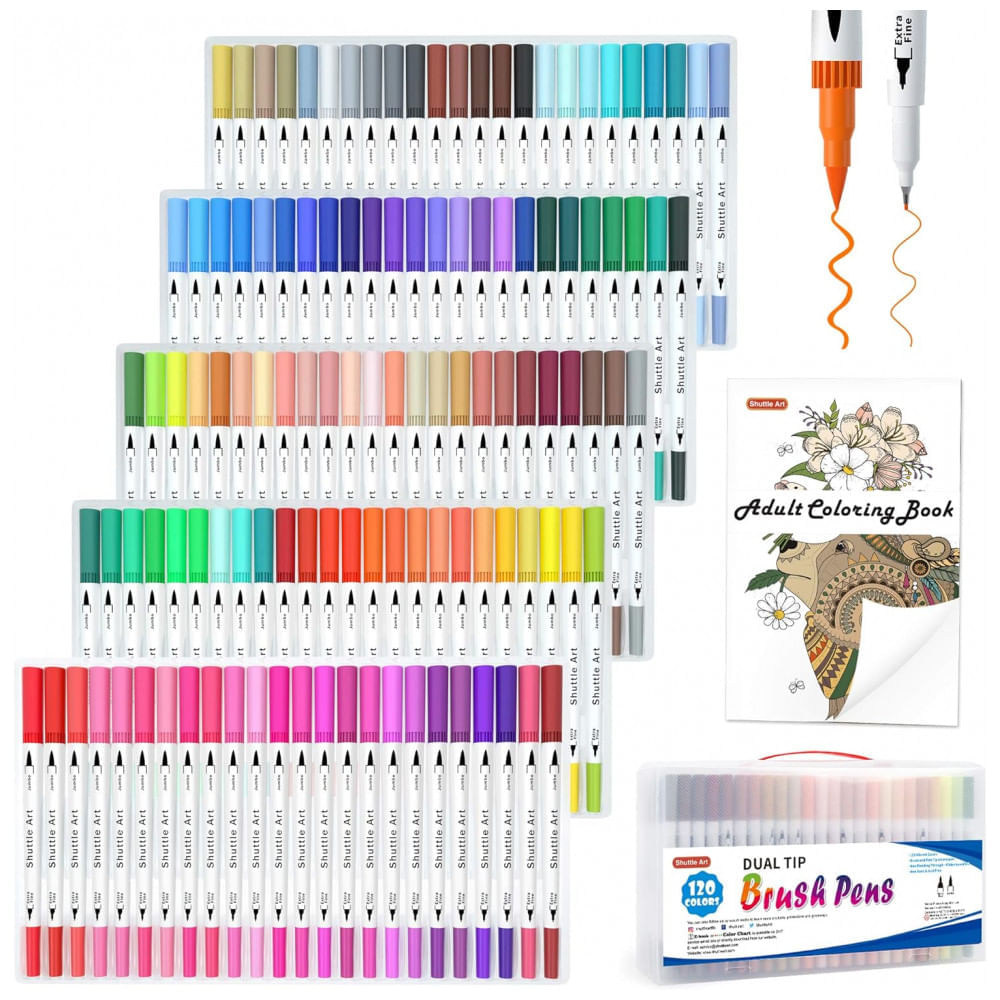 Marcadores Ohuhu para livros de colorir adulto: 120 cores Dual Br