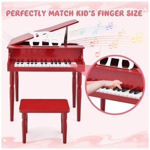 Protocol Piano Infantil Madeira Lacado Vermelho - 6226
