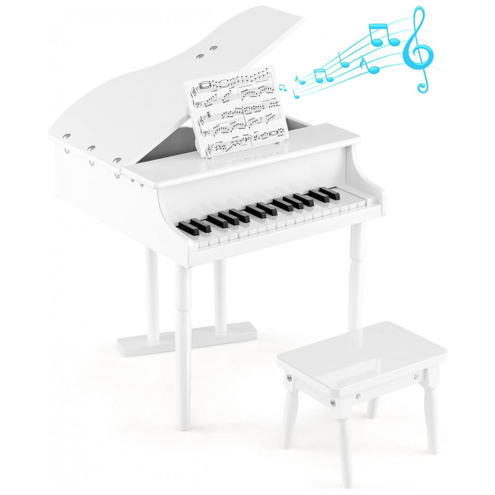 Piano Clássico Infantil de Madeira com 30 Teclas com Banco, 4 Pernas e  Suporte para Partitura, Goplus, Colorido - Dular