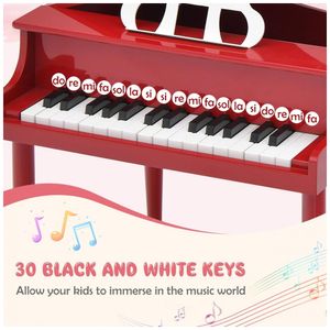 Piano de Madeira Acústico Infantil com 30 Teclas Rosa Instrumentos Musicais  Bambalalão Brinquedos Educativos