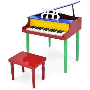 Piano de Madeira Acústico Infantil com 30 Teclas Preto Instrumentos  Musicais Bambalalão Brinquedos Educativos