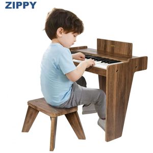 Piano de Madeira Infantil com 25 Teclas para Meninos e Meninas, ZIPPY,  Marrom - Dular