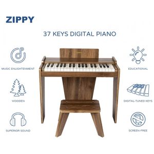 Piano de Madeira Infantil com 25 Teclas para Meninos e Meninas, ZIPPY,  Marrom - Dular