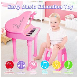 Teclado Infantil Mini Piano Brinquedo 31 Teclas Center-Rosa - My