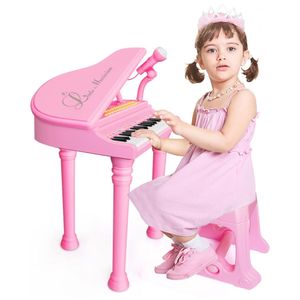 Piano Teclado Infantil com 31 Teclas, Microfone e Banco para Crianças de 3  Anos, OKREVIEW, Rosa - Blumenau