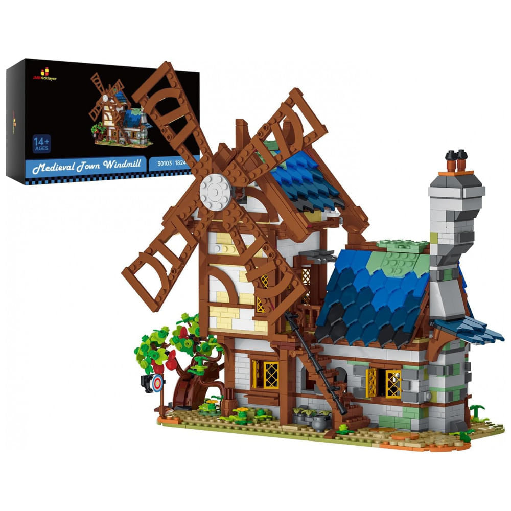 Kit de Construção Casa Moinho de Vento Medieval, com 1824 Peças