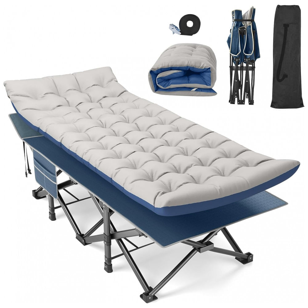Cama Dobrável Portátil para Acampamento com Acolchoado e Bolsa de  Transporte, Suporta 408 kg, Suteck, Azul e Preta - Dular