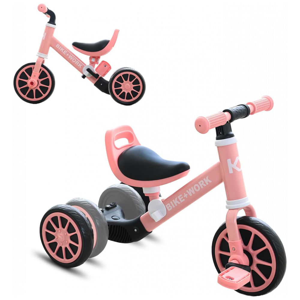 Triciclo Infantil 4 em 1 com Pedal Removível para Crianças de 2 a